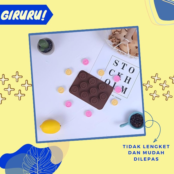 Cetakan Coklat Silikon Angka 1 sampai 9 Bulat / Cetakan Coklat Jelly Pudding es Batu / Cetakan Molds Silicone tahan panas Serbaguna