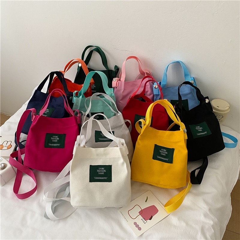 Totebag Wanita Mini Tote Bag Living Traveling Tas Selempang Kanvas