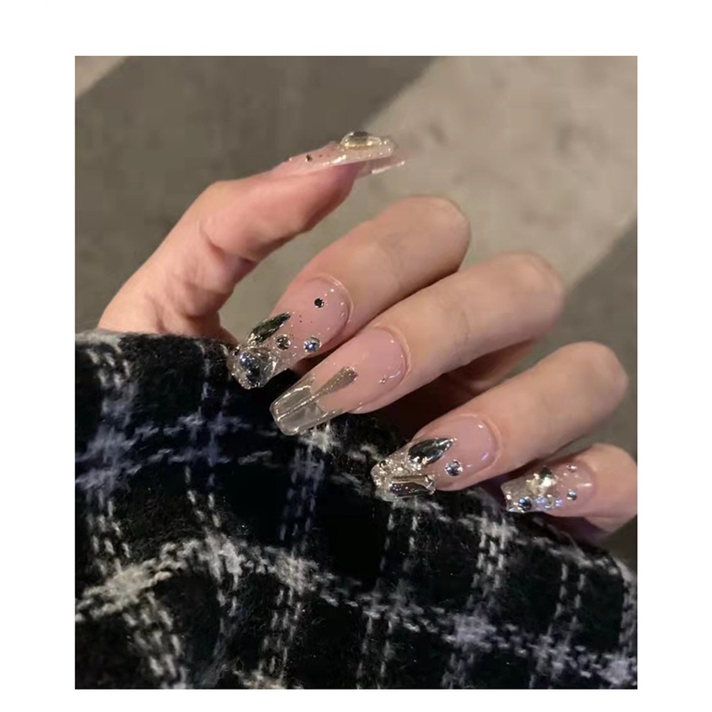 MSY 100pcs/perbungkus Hiasan Kuku 3D Bentuk Geometri Aksen Glitter + Berlian Imitasi Untuk Nail Art / Manicure