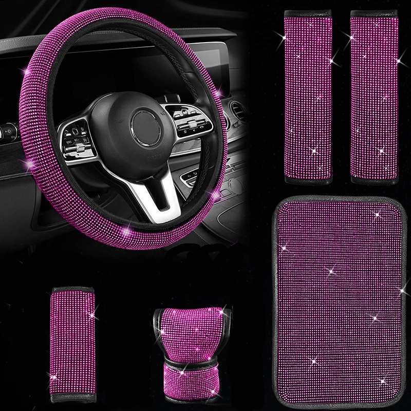 Sarung Cover Stir Setir Mobil 6 in1  FULL DIAMOND BLING BLING BLUDRU 4 WARNA Premium