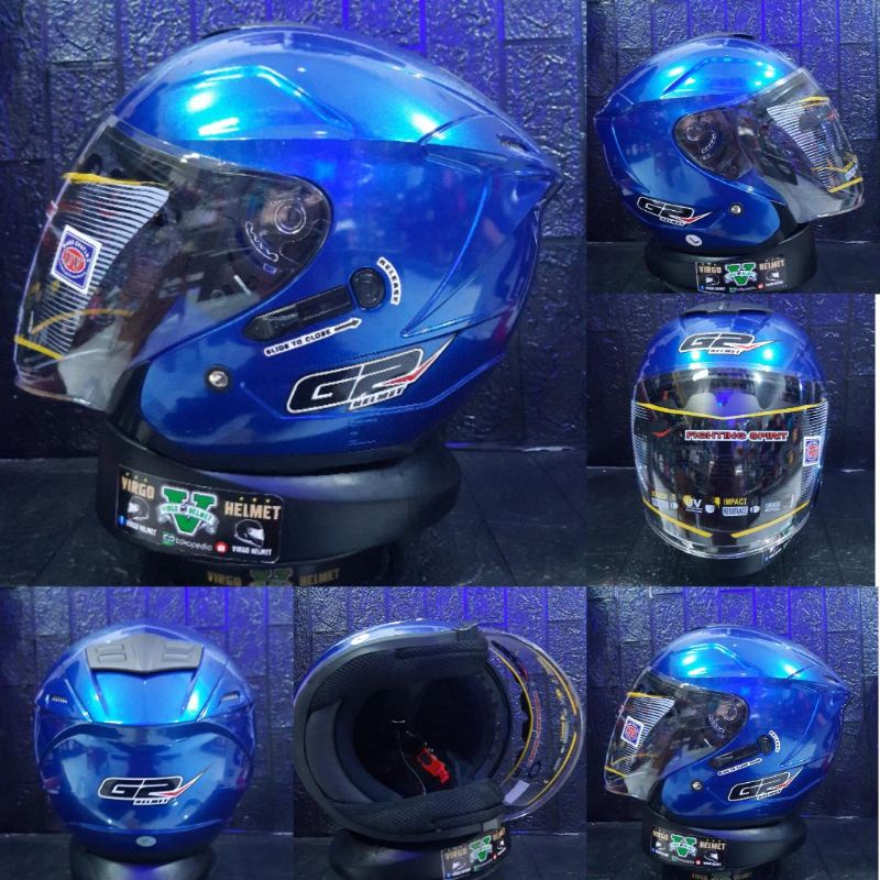 Jual Helm G2 OPTIMAX SOLID BLUE HELM DOUBLE VISOR Shopee Indonesia