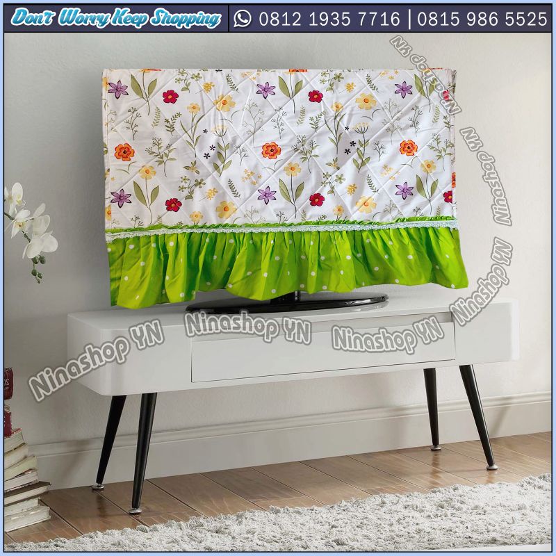 COVER TV,BANDO TV,TUTUP TV LED BURUNG RETNO MODEL REMPEL RENDA KOMBINASI