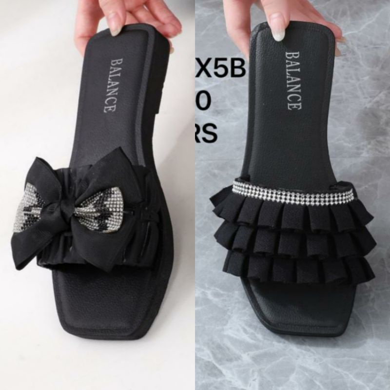 268 Original Balance Sandal Flat Jelly Slop Motif Renda Blink dan Pita Wanita Import Sendal 268-X5B 268-X21 Karet Selop Rumbai Permata Cewek Perempuan Impor Kokop Cantik Empuk Nyaman