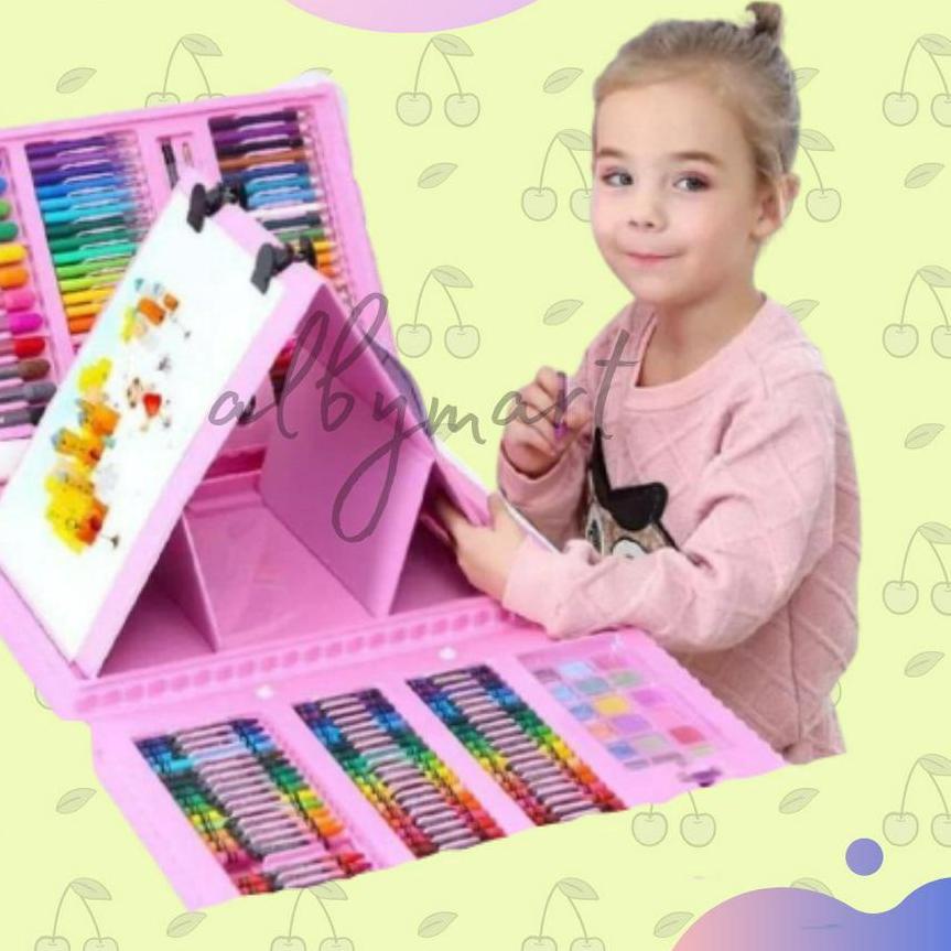 

HR6⋆ Crayon Anak Pengasah 208pcs Set Alat Menggambar Melukis Anak-anak Crayon Cat Air Pensil Barang Bagus
