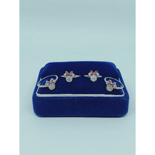 cincin anak mickey &amp; kitty full mp S925 / perhiasan perak 925 berlapis emas