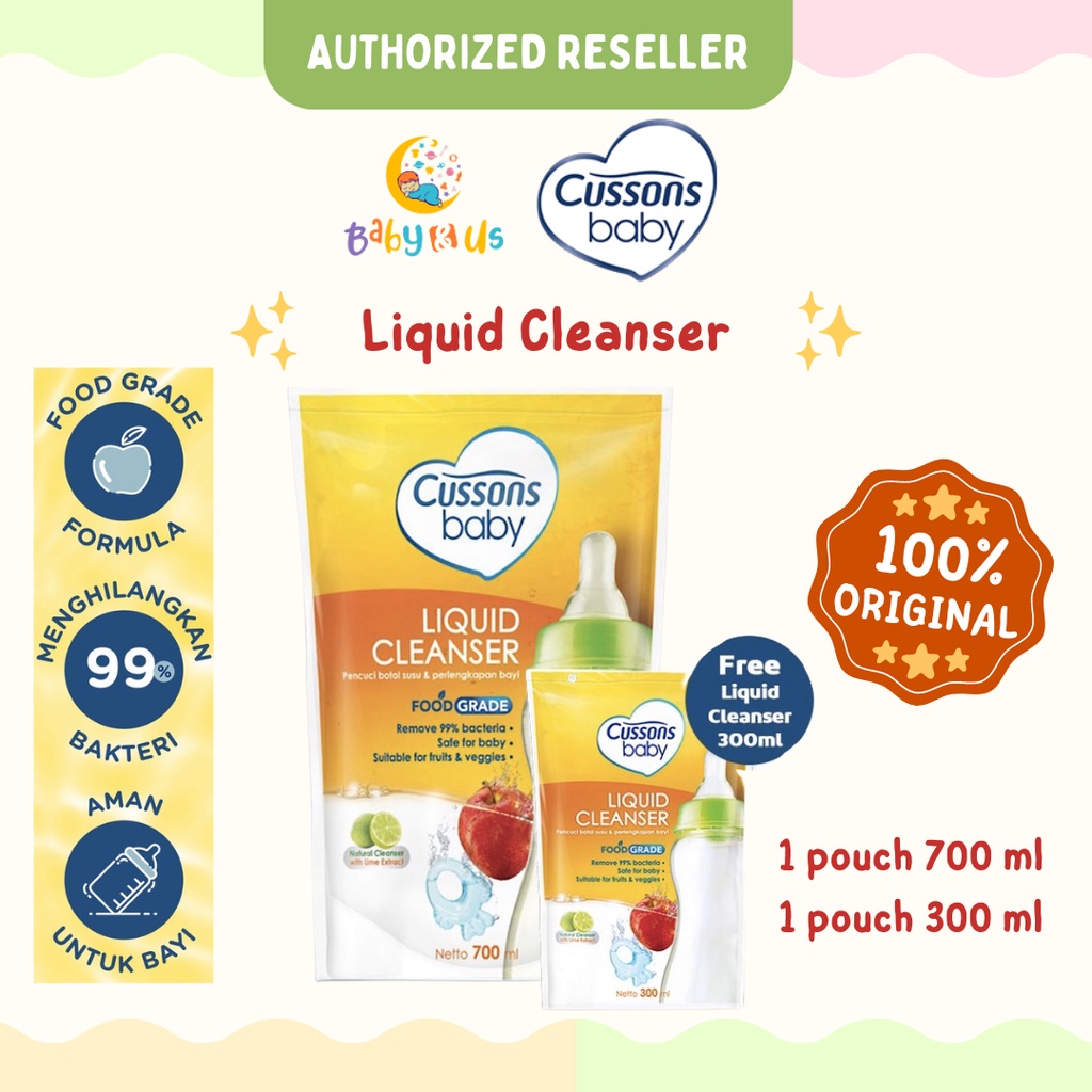 Cussons Baby Liquid Cleanser - Sabun Pembersih Botol Bayi / Buah dan Sayur 700ml FREE 300ml (Buy 1 Get 1)