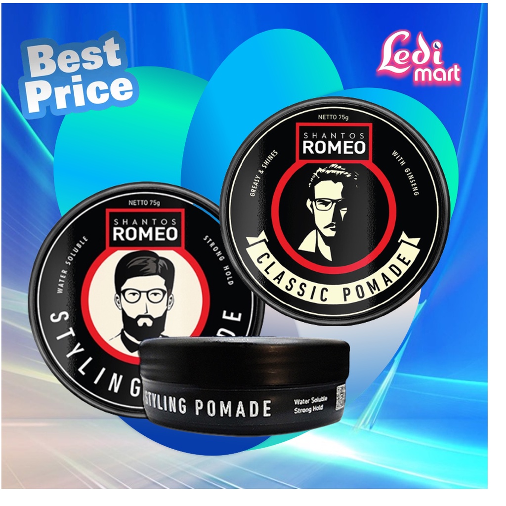 ORIGINAL Shantos Romeo Hair Classic Styling Pomade Rambut 75gr / Styling Rambut / Pomed Rambut / Gel Rambut / LEDI MART