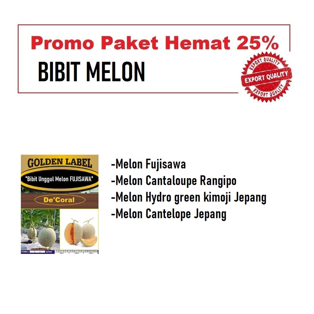 Promo Paket Bibit melon Fujisawa,Melon Cantaloupe Rangipo,Melon Hydro Green Kimoji Jepang ,Melon Can