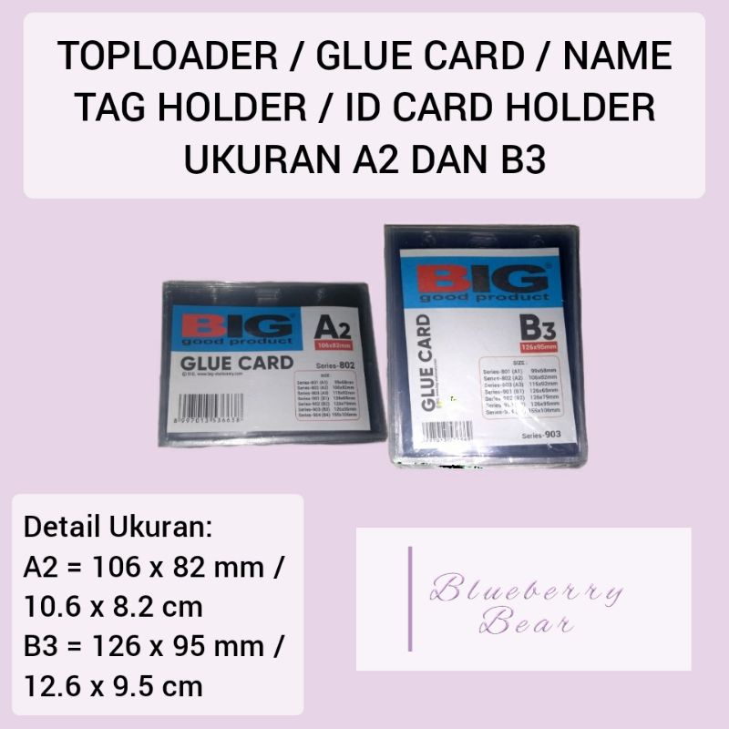 

TOP LOADER PHOTOCARD / GLUE CARD / ID CARD HOLDER / NAME TAG HOLDER BIG UKURAN A2 B3 (Baca Deskripsi)