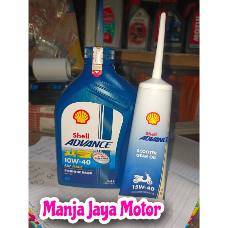 paket oli shell Ax7 matic 10-40 800ml + gardan shell 120 ml for matic beat / vario / spacy / mio / fino dll