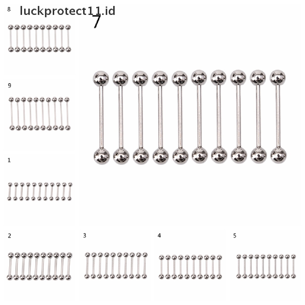 /Fashion Hot// Fashion// 10PCS Stainless steel Bola Lidah Pusar Nipple Barbel Rings Bar Body.