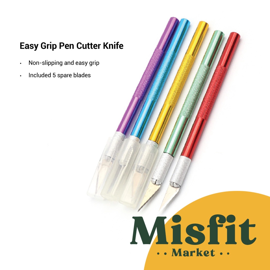 

Easy Grip Hobby Cutting Craft Pen Cutter Art Knife (w/ 5 Spare Blades) Pisau Mini Cuter