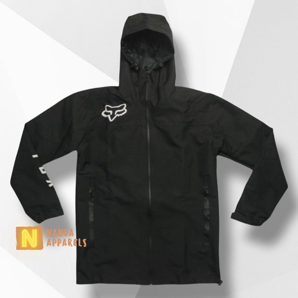 PARACHUTE JACKET JAKET PRIA - JAKET TRAIL - JAKET WATERPROOF FOX HITAM (BLACK) ,JAKET KTM HUSQVARNA 