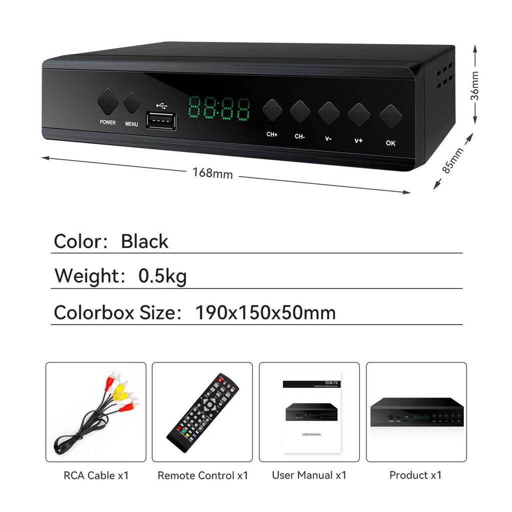 DVB-T2 Set Top Box Digital TV Tuner STB