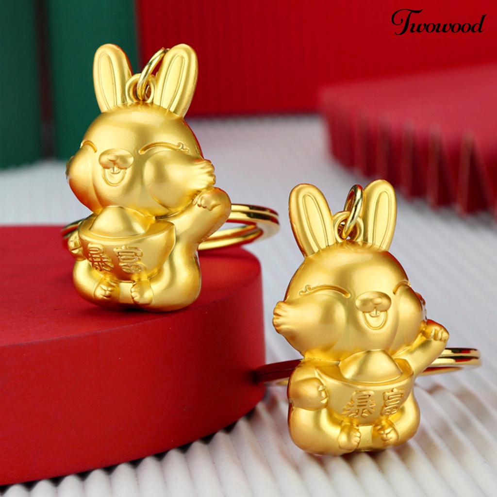 Twowood Rabbit Key Chain Kartun Gaya China Tiga Dimensi Serba Guna Realistis Look Hias Hadiah2023Musim Semi Festival Kelinci Lucu Tempat Gantungan Kunci Mobil Untuk Liburan