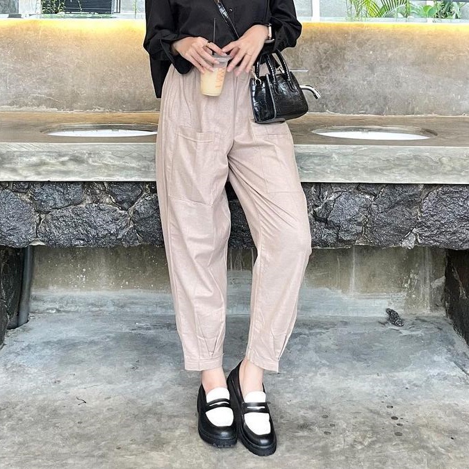 Anisa Pants / Celana Kulot  Wanita Jogger Bahan Linen Rami Terbaru