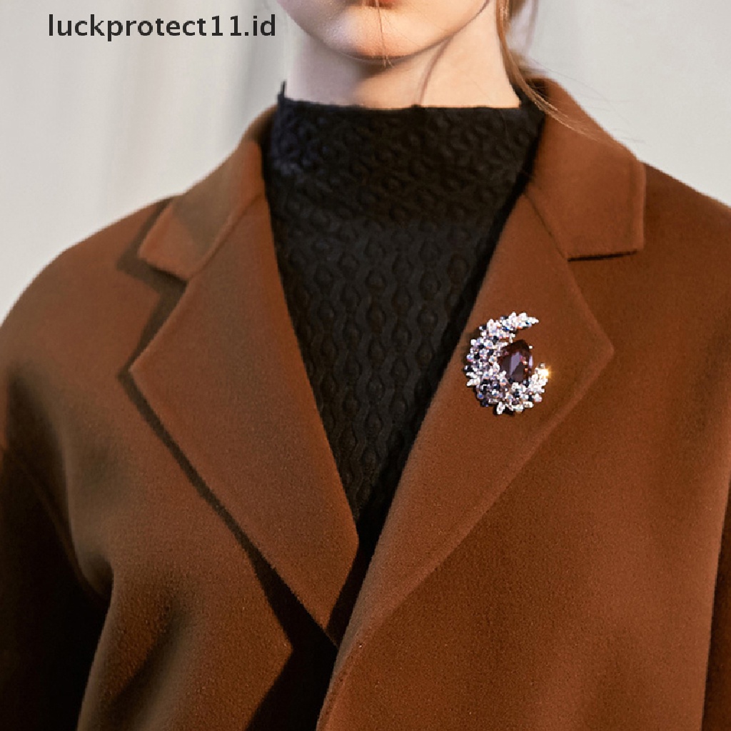 /Fashion Hot// Fashion// Tetesan Air Hujan Kristal Bulan Brooche Fashion Elegant Alloy Brooch.