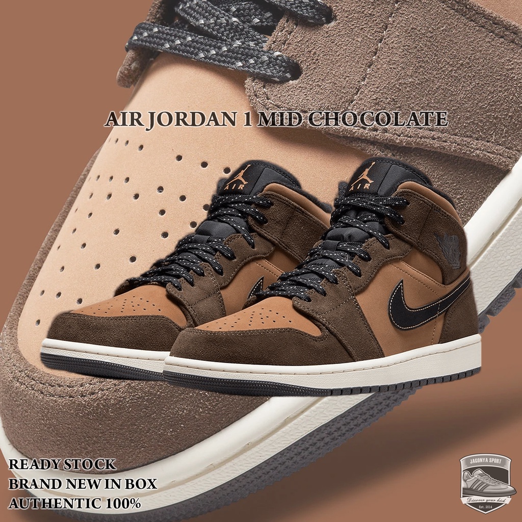 Nike Air Jordan 1 Mid Dark Chocolate 100% Original