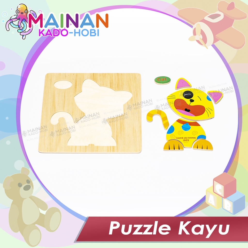 PUZZLE TOYS MAINAN ANAK EDUKASI KARAKTER HEWAN CAT KUCING