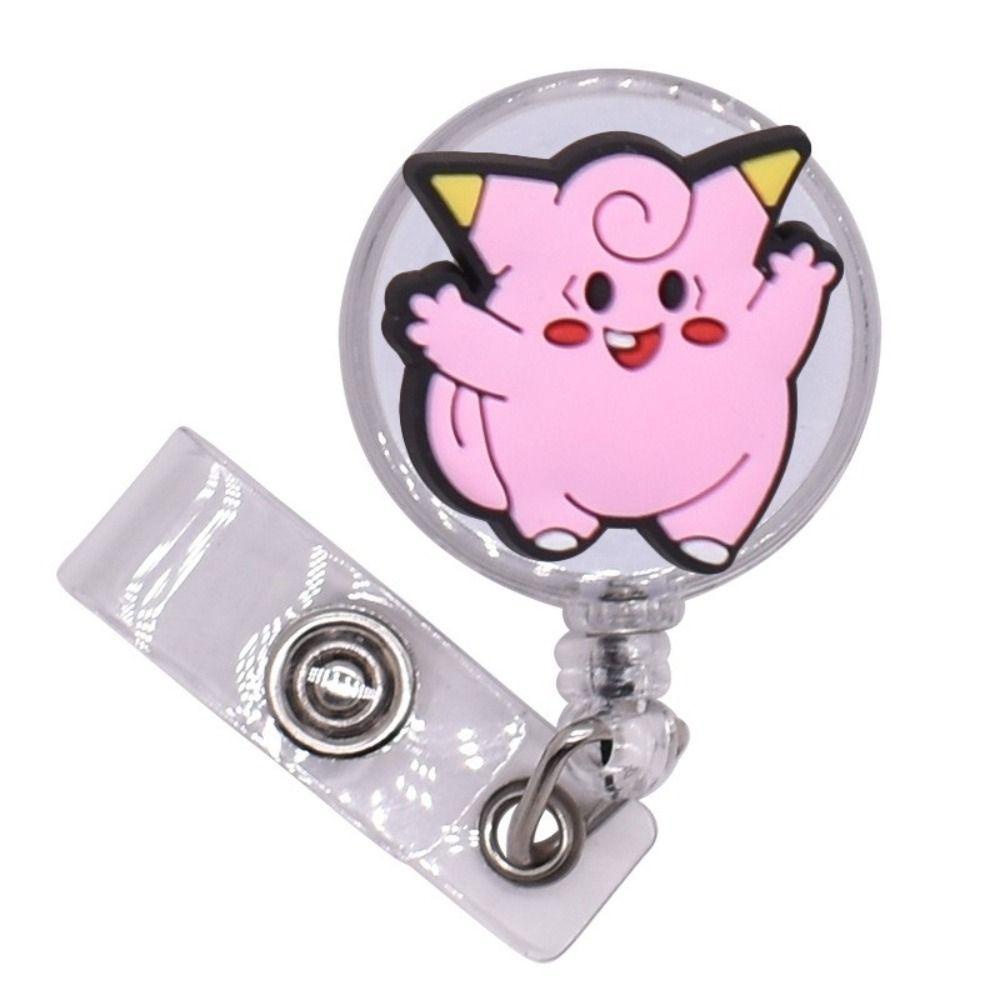 [Elegan] Badge Holder Lucu Kartun Kartu Staf Ditarik Perlengkapan Kantor Lanyard Badge ID Gesper Card Holder