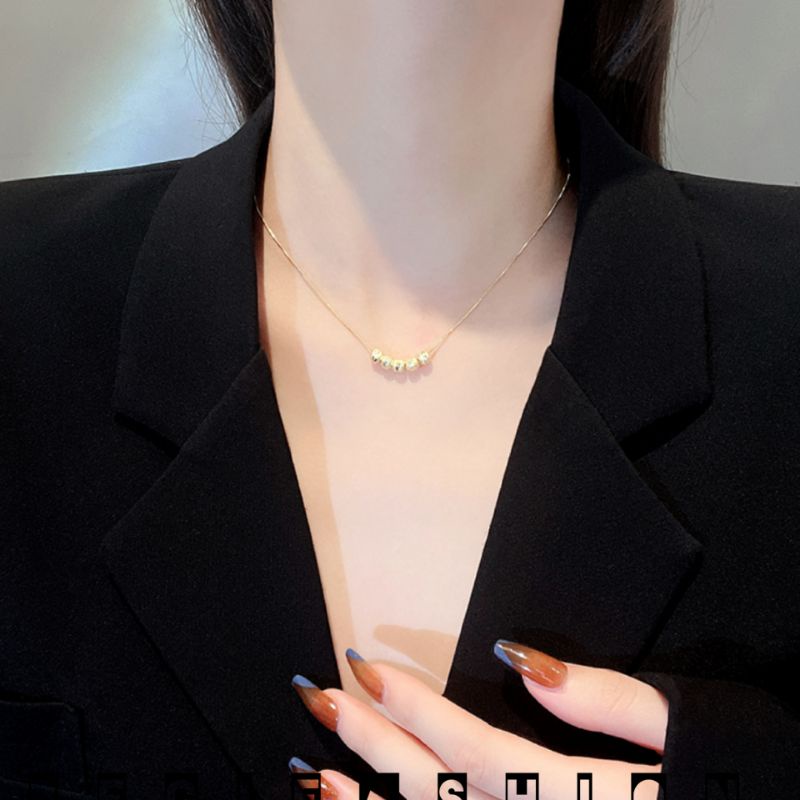 Kalung Titanium Wanita Rantai Italy Liontin Boba Kalung Perempuan Model Terbaru Fashion Wanita Korea Kekinian Anti Karat Tidak Luntur