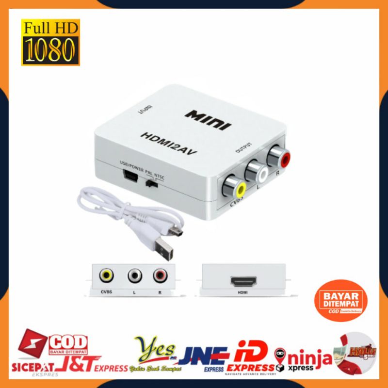 [C0D] MINI HDTV TO AV RCA CONVERTER ADAPTER 1080P / BISA UNTUK PS3 LAPTOP KE TV TABUNG