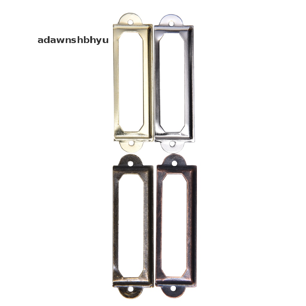 Adawnshbhyu 10pcs Label Laci Pull Holder Frame Kabinet File Nama Kuningan Antik ID