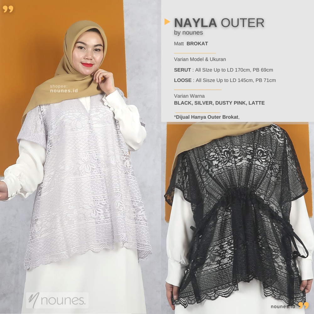 Nounes Nayla Outer Cardigan Serut dan Loose Brokat Premium