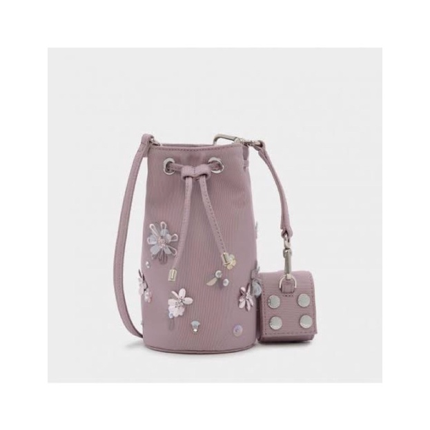 Charles & Keith Flower Textured Bag Lilac / CK Bag / Tas Charles & Keith Original