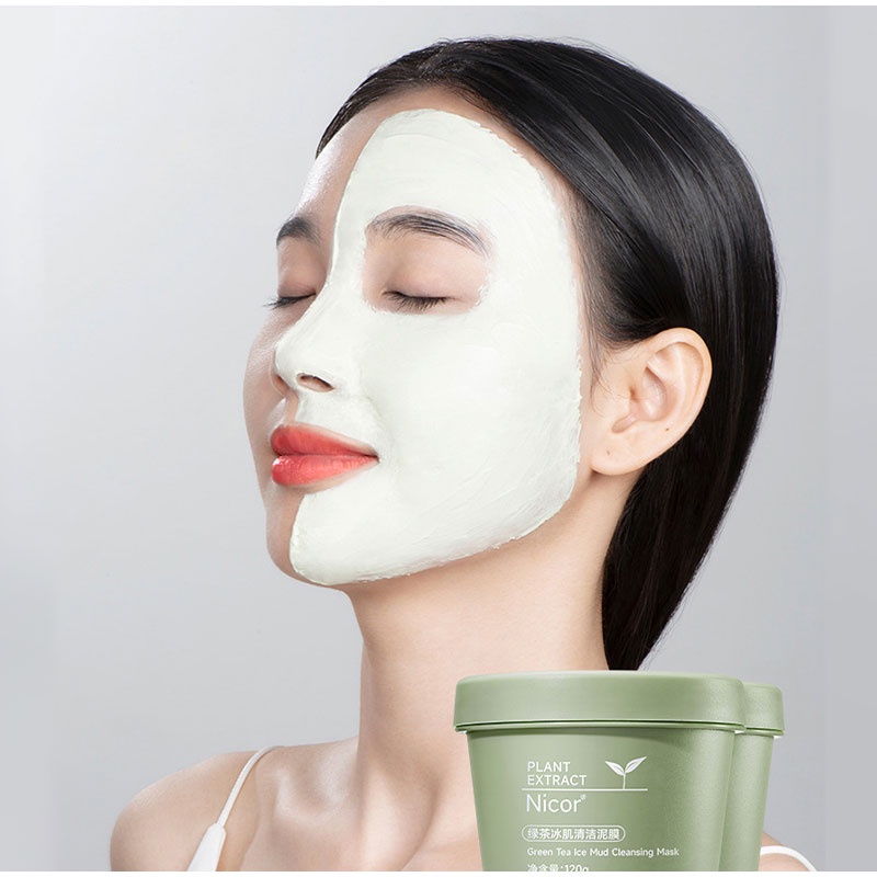 120gr Masker Wajah Green Tea Mask Ice Muscle Mud Mask Deep Cleansing Remove Blackheads and Shrink Pores Mask