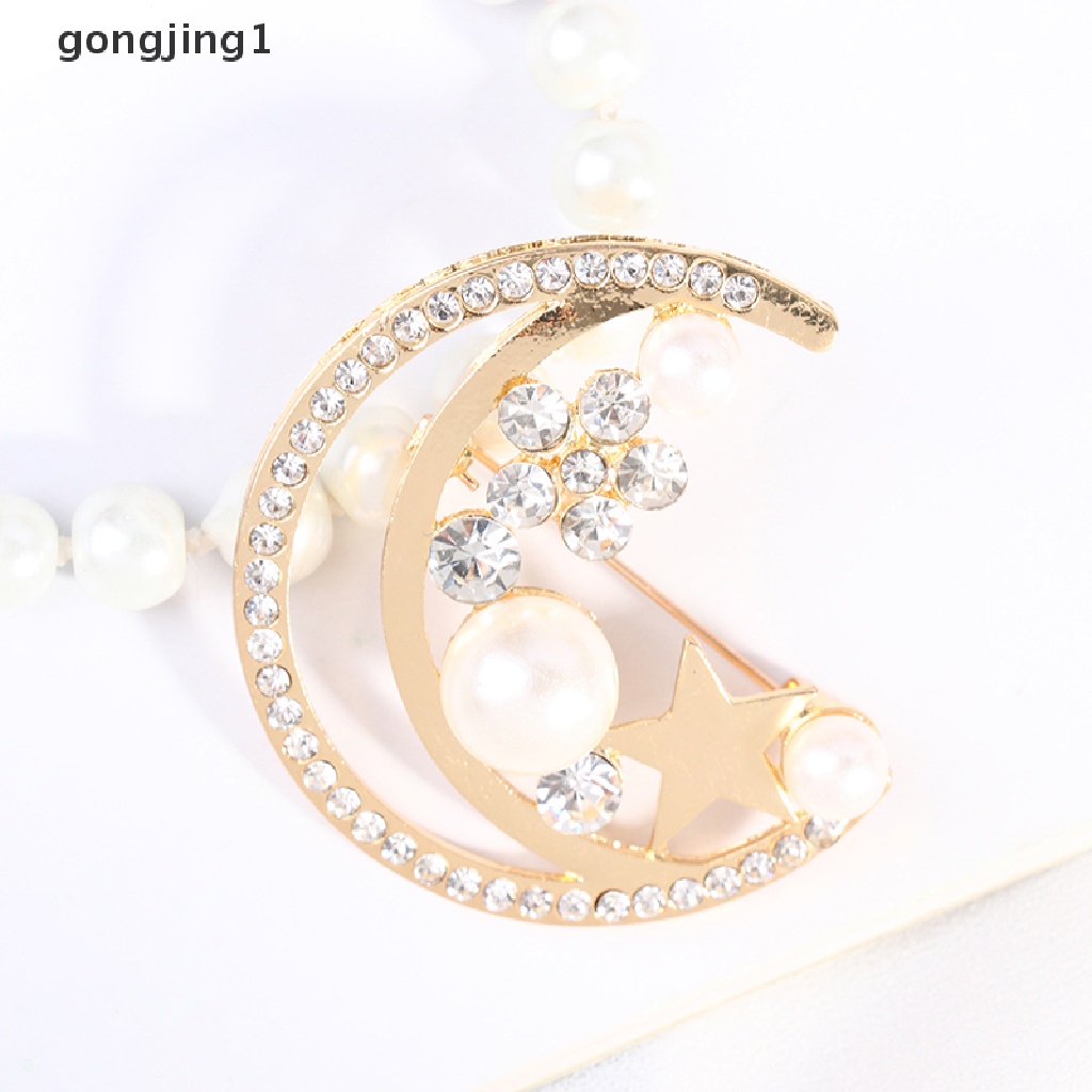 Ggg Bulan Bintang Peal Bros Untuk Wanita Baroque Trendy Elegan Brooch Pin Hadiah Pesta ID