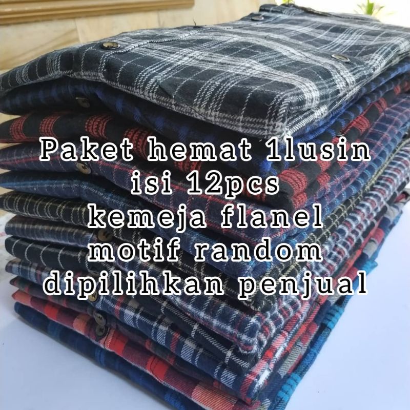 PAKET USAHA 1 LUSIN KEMEJA FLANEL LENGAN PANJANG PRIA/WANITA | PAKET HEMAT