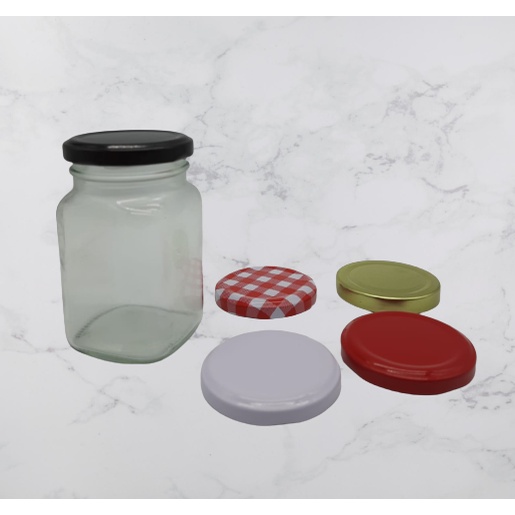 [4pcs] Toples Botol Kaca JAR Bening 172 cc Tutup Gold | Jar Selai 200 ml