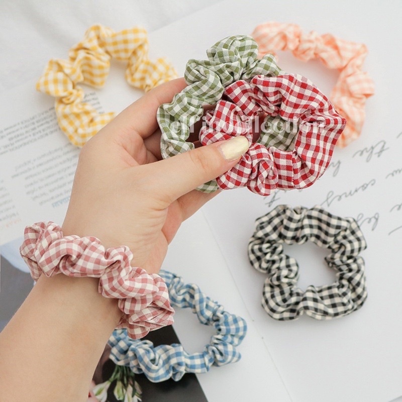 SCRUNCHIE TARTAN MINI | IKAT RAMBUT KOREAN STYLE | CEPOL RAMBUT | KUNCIRAN IMPORT