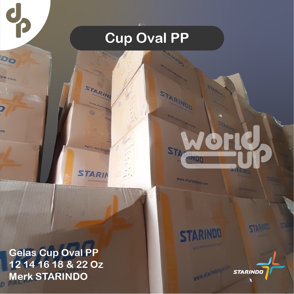 Gelas Cup Oval 12 Oz - 14 Oz -16 Oz - 18 Oz - 22 Oz PP 1 Dus Starindo