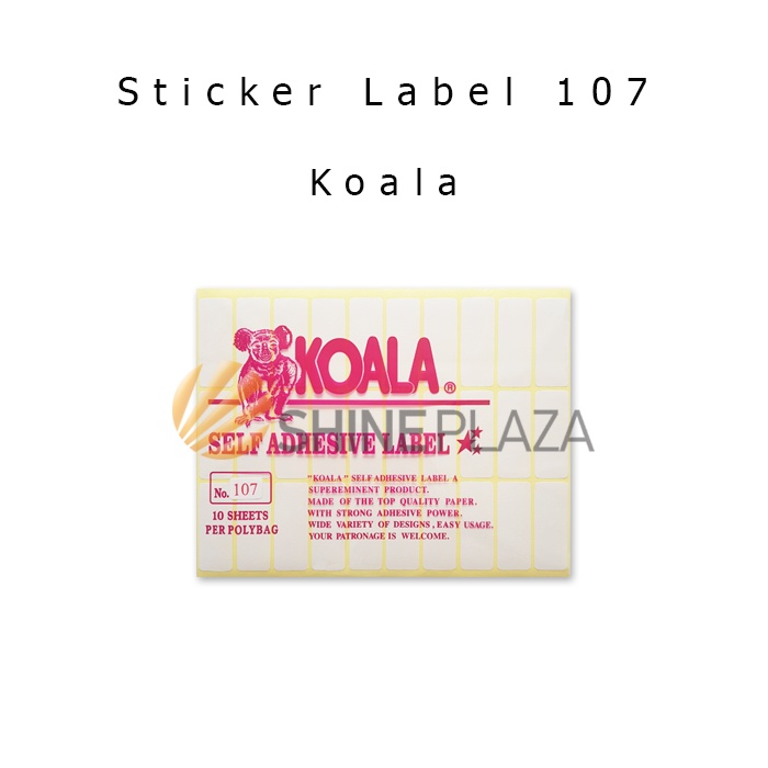 

Kertas Stiker Koala Nomor 107 - Label Sticker Paper No 107 Untuk Undangan Harga Buku Pelajaran Isi 10 Lembar