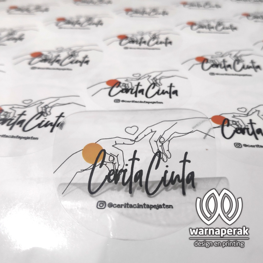 

PRINT LABEL VINYL TRANSPARAN / CETAK STICKER VINYL TRANSPARAN / STIKER TRANSPARAN A3+ + CUTTING Sesuai pola design - MINIMAL ORDER 6 PCS/LEBIH