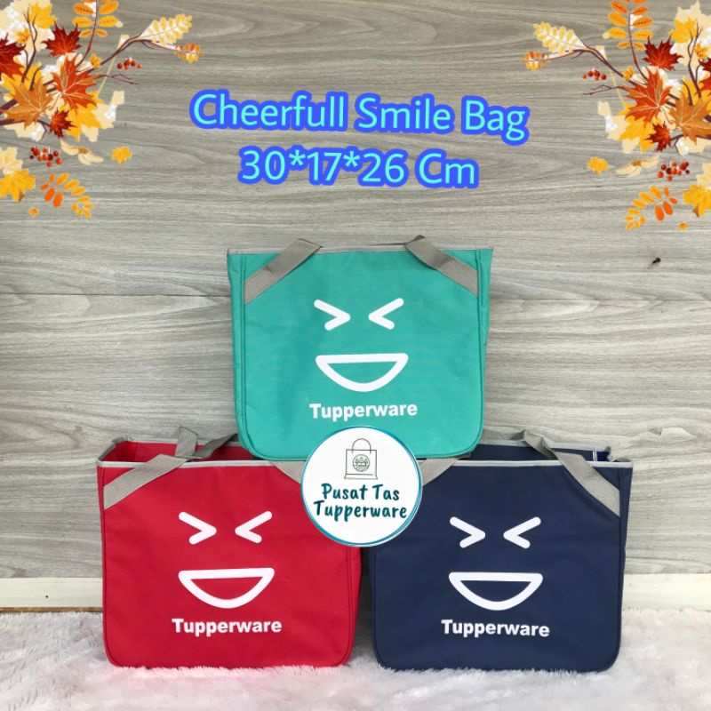 Tas Cheerfull Smile Tupperware/Tas Bekal Tupperware/Tas Serbaguna/Zipper Bunga Es