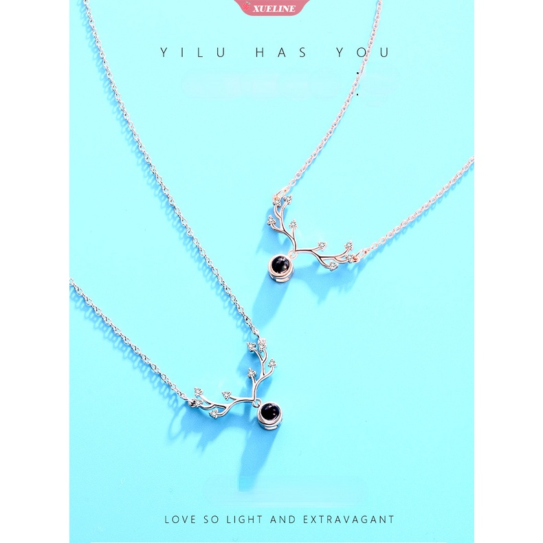 Kalung Tanduk Proyektif 100bahasa I Love You Liontin Klavikula Rantai Perhiasan Grosir2022Hadiah Pacar Fashion Baru [ZXL]