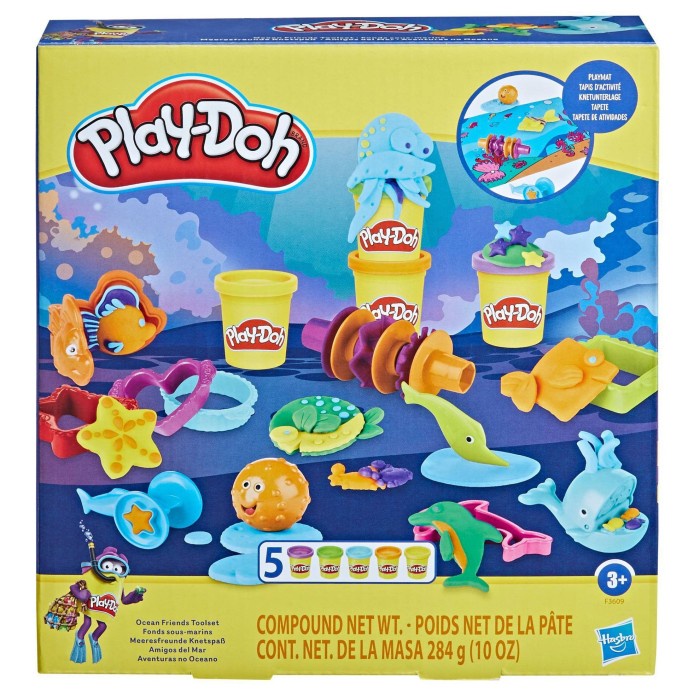 Pls Playdoh Ocean Friends Toolset With Sea Playmat