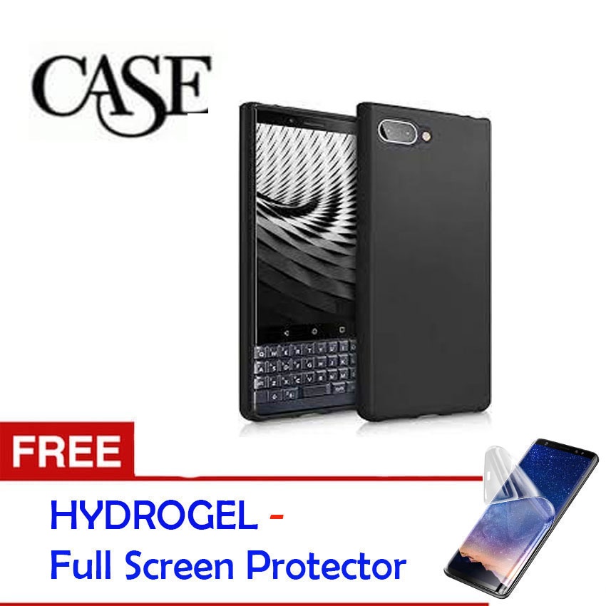 Black Soft Case for BlackBerry KEY2 LE 2018 - 4.5 inch - Gratis Hydrogel