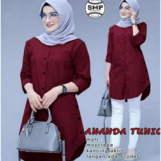 Smp Ananda Tunic, Baju Pakaian Atasan Tunic Jumbo Fashion Hijab Wanita