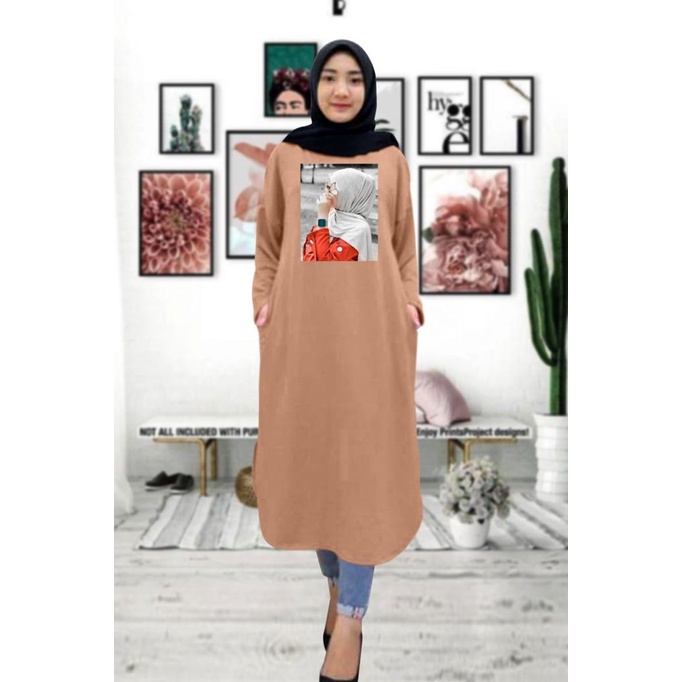 Tunik wanita DTF HIJAB RED/ tunik murah / tunik kekinian / tunik panjang / tunik import / tunik jumbo