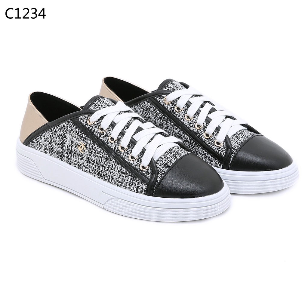 CH  Tweed &amp; Leather Women Shoes#C1234