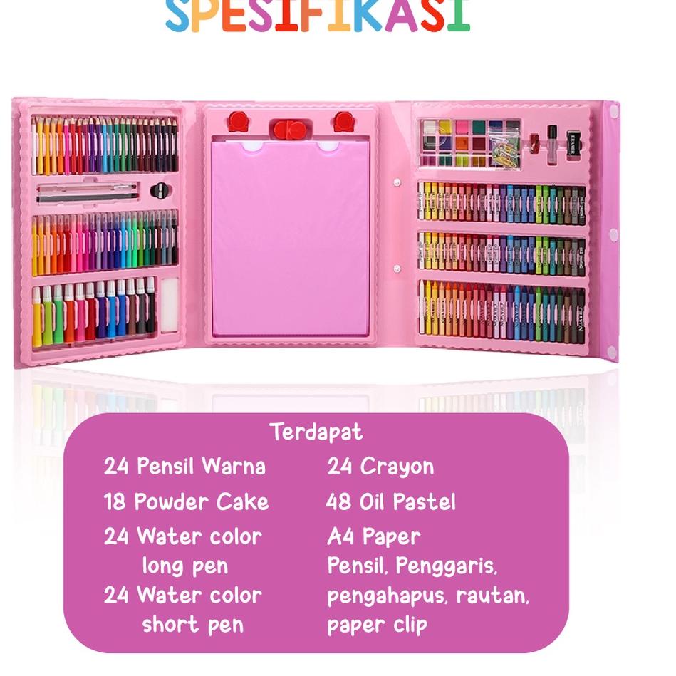 

☀ Krayon Anak Set Koper 150 in 1 Crayon Full Alat Melukis Mewarnai Set KIDS LAND KEL321