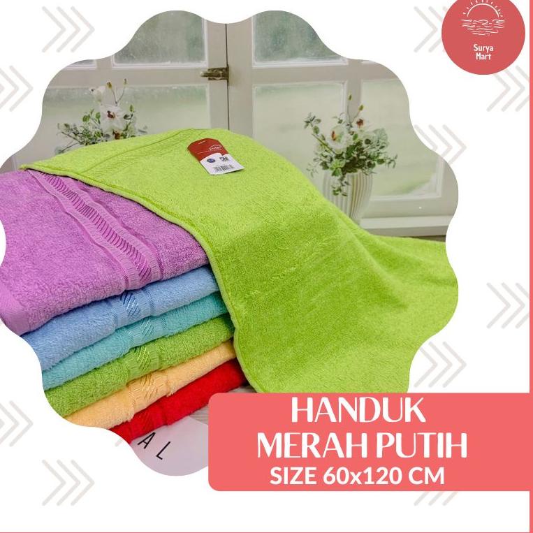 PROMO MURAH Ready Handuk Merah Putih Jumbo Tanggung by Terry Palmer ukuran 60x120 ♫ 851