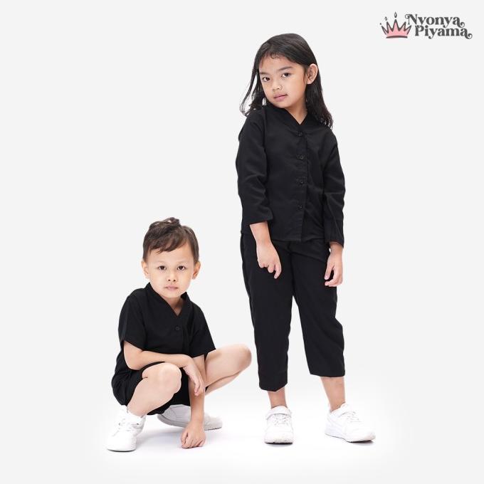 Nyonya Piyama Poly Bamboo Set Piyama Anak (Espresso Cozy)