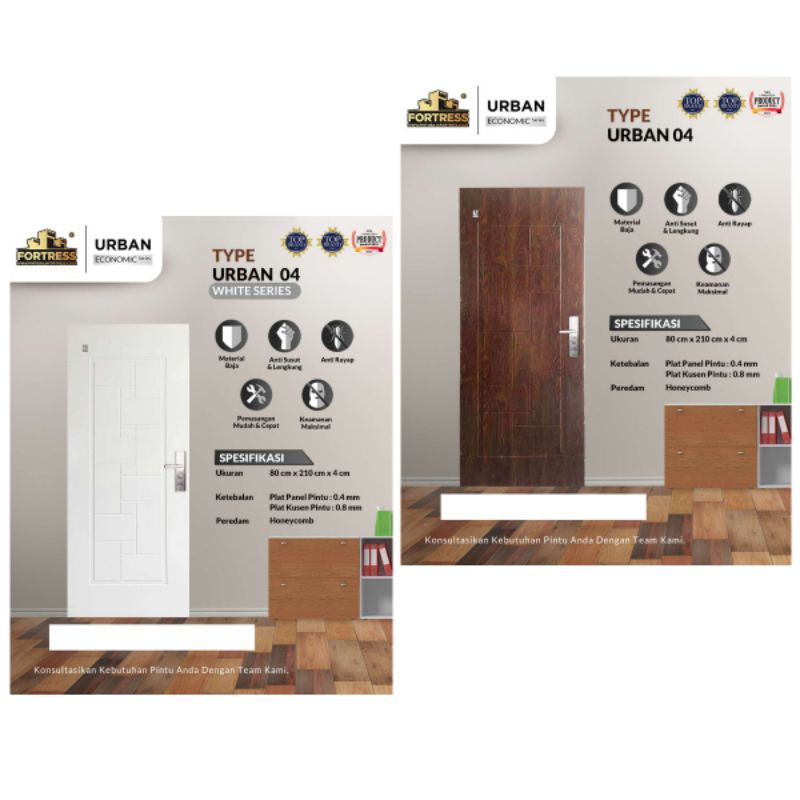 Pintu Baja Motif Urat Kayu Fortress Type Urban 80