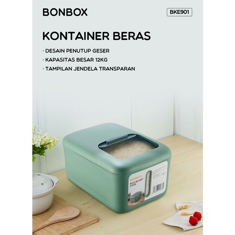 Bonbox BKE901 Rice Box Kontainer Tempat Penyimpanan Beras Besar 12kg