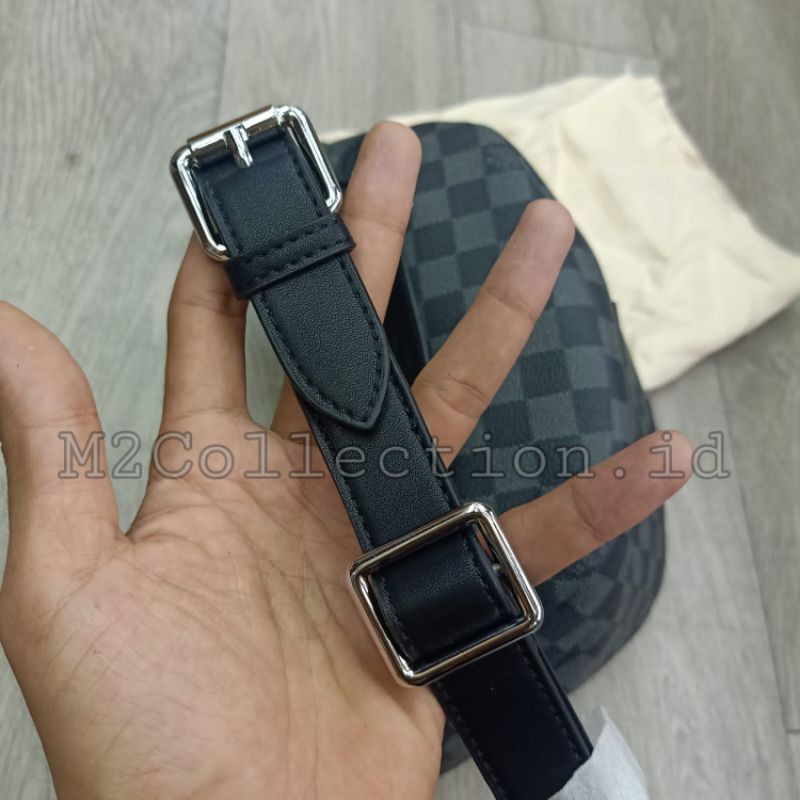 Waistbag LV Damier Black Belt Bag Tas Pinggang Super Premium Import Quality